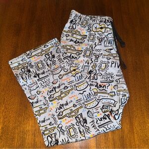 Box Lunch Friends Pajama Lounge Pants Gray Graphics Quotes Pockets Size Medium